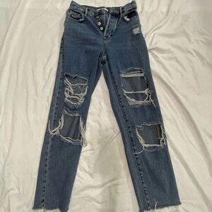 Distressed Blue Jeans